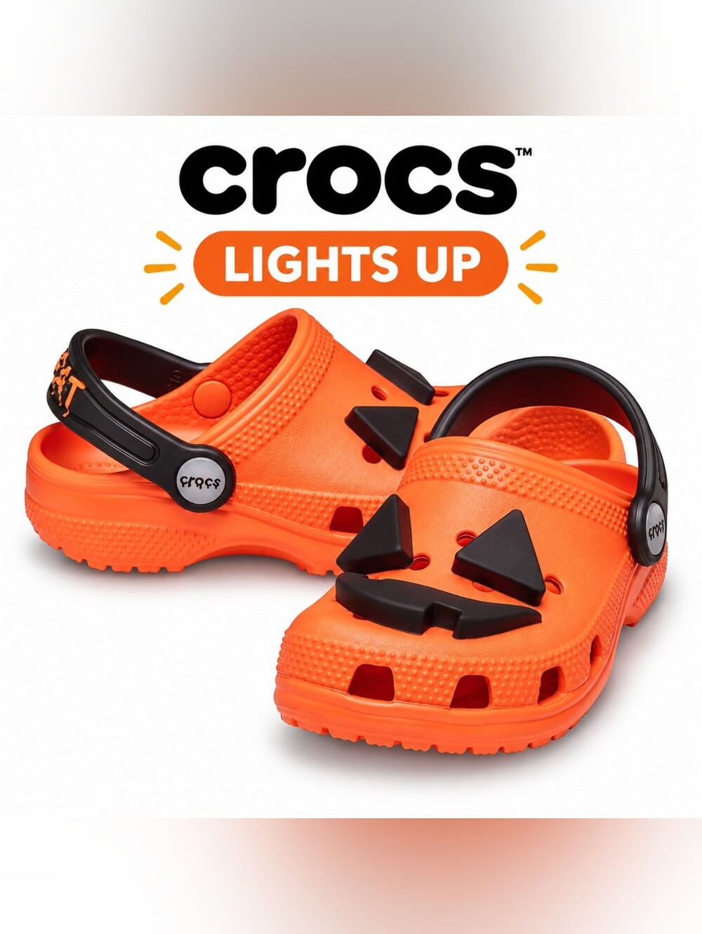 NWT Crocs Kids Jack O’ Lantern Light Up Clogs - Size: C13 Unisex Halloween